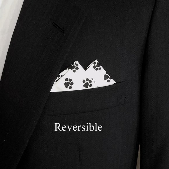 New - Paw Prints Cotton Pre-Folded Pocket Square Handkerchief Insert - Picture 3 of 6